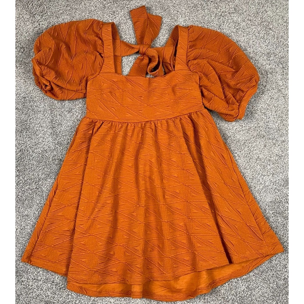 Free People Dress Womens Small Orange Violet Mini Dress‎ Babydoll Whimsy Fairy